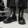 Martin Boots Men's Zipper British Leather Shoes Men's High Top Black Chelsea Boots 14648-J