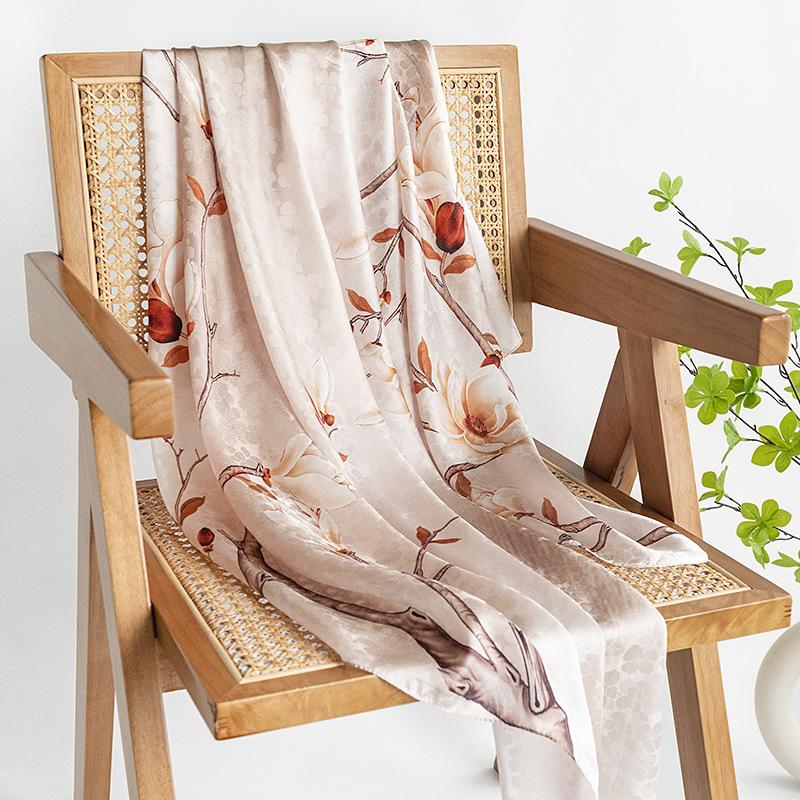 Mulberry silk silk scarf gift box  spring and summer versatile Xiangyang oil color printing long yarn sunscreen shawl