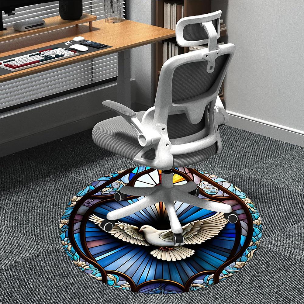 

1pc Stained Glass Dove Chair Carpet for Office, Soft Comfortable Mat For Office, Living Room, Bedroom, Machine Washable Carpet yy251112076 80cm by 80cm