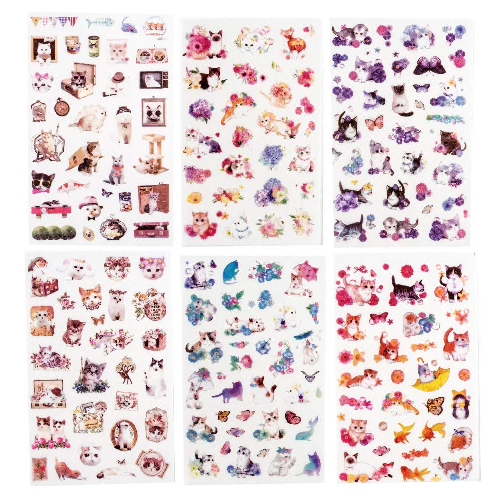 moin moin 12 Sheets of and Flower Stickers Decorative Calendar 2008sl52 Animal, Cat, (Washi Paper) / Reward, Schedule, Planner, Album, Letter, (Cat