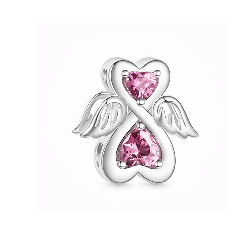 925 Silver-Plated Charms Jewelry Gift Sparkling Pink Air Balloon&Cherry Blossom Dangle Bead Fit Original Silver Bracelet