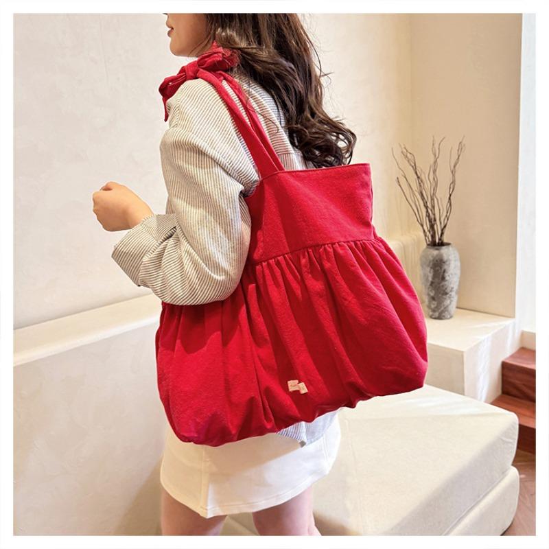 New pleated shoulder bag simple casual large-capacity tote bag women's versatile commuter handbag