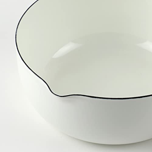 Pearl Metal Crevia Enamel Pan, 18cm, White