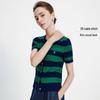 Navigare Women's Striped Short Sleeve Cable Knit Top