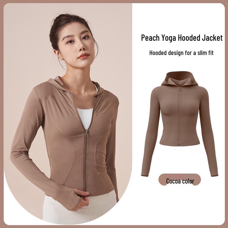 Autumn/Winter High Elasticity Slim-Fit Hooded Yoga Jacket for Women