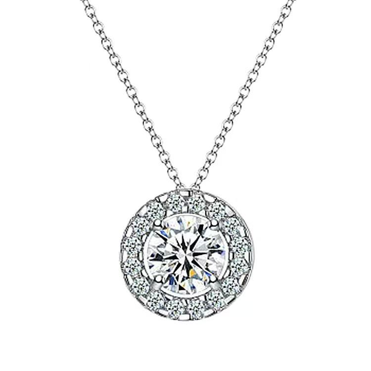 Korean Style Zircon Clavicle Necklace with Round Diamond Pendant