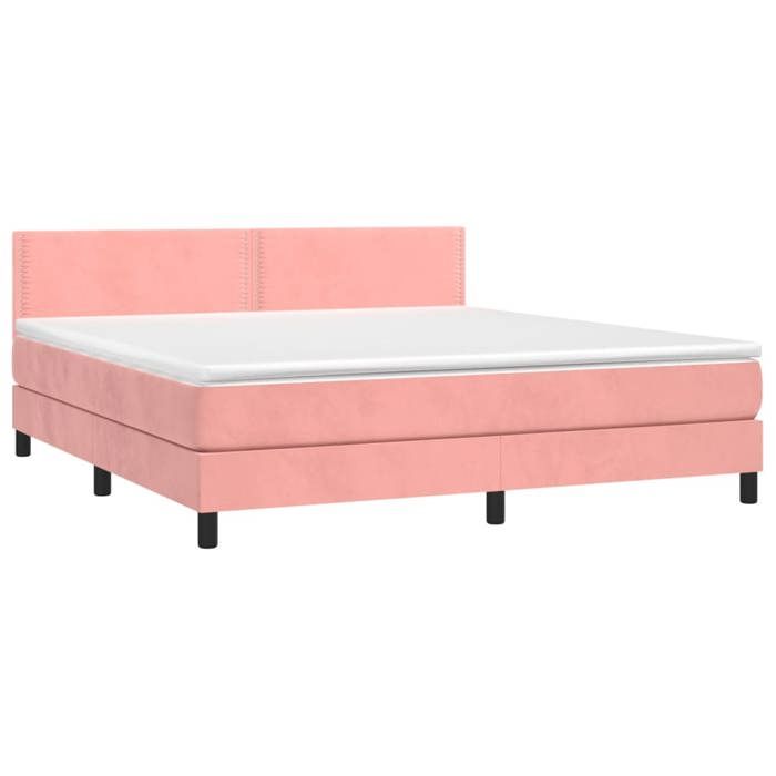 Sommier à lattes avec matelas - LED Rose - 160x200 cm - 2 places - Velours doux