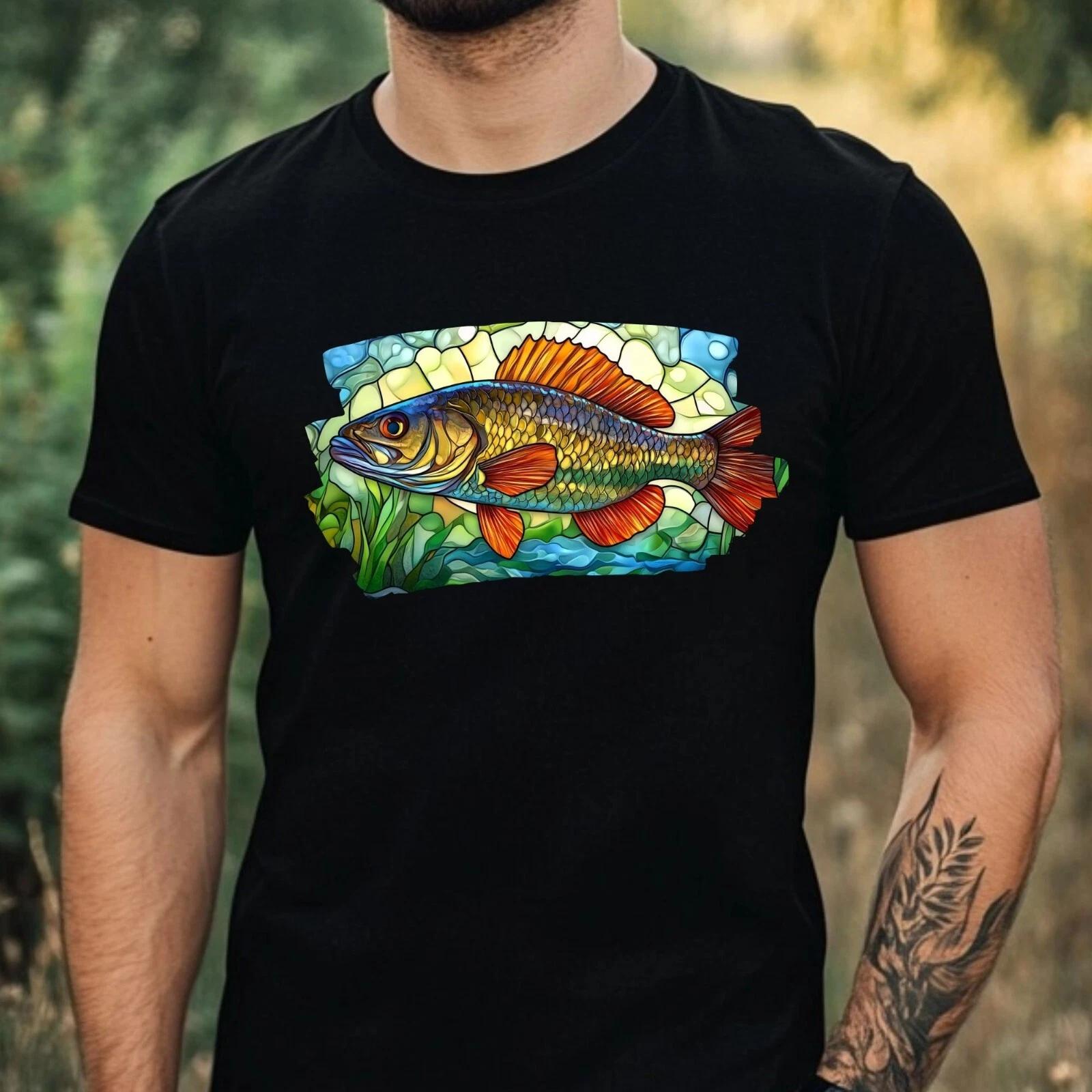 T-Shirt Herren Barsch Buntglas Motiv Baumwolle Größe XS bis 5XL XXXXL