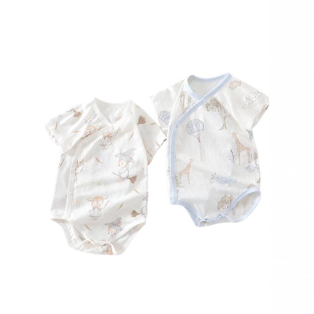 Bamboo Fiber Baby Jacquard Short Sleeve Summer Bodysuit Romper