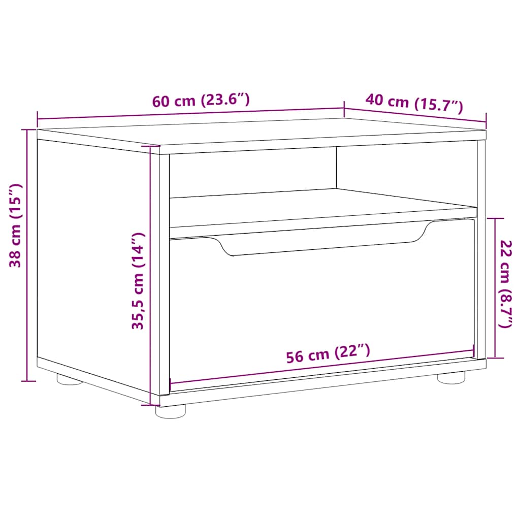 VISNES Black TV Cabinet 60 x 40 x 38 cm Particleboard