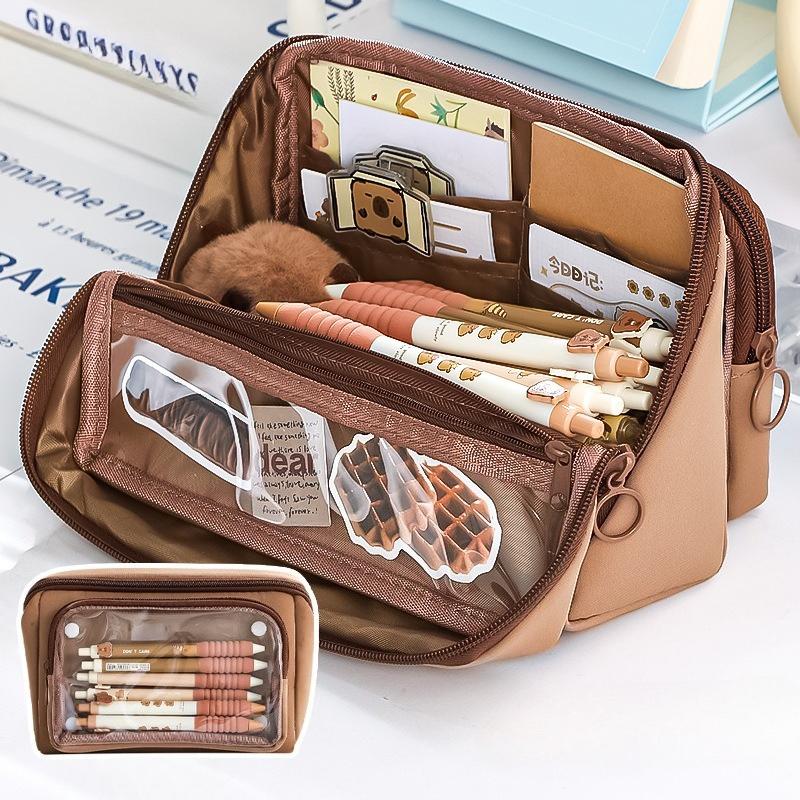 1pcs Simple Nine-layer Large Capacity Pencil Bags Double-sided Detachable Pencil Box Multi-functional Stationery Storage Bag