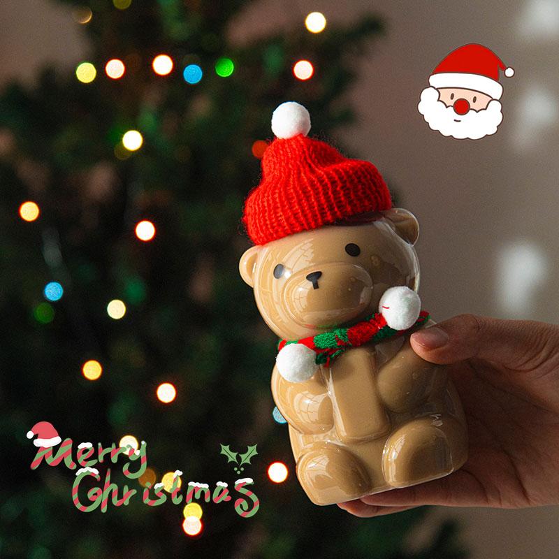 500ml Christmas Tree Milk Tea Bottle Plastic Gingerbread Man Cold Drinking Cup Transparent Beverage Juice Coffee Packing Bottle