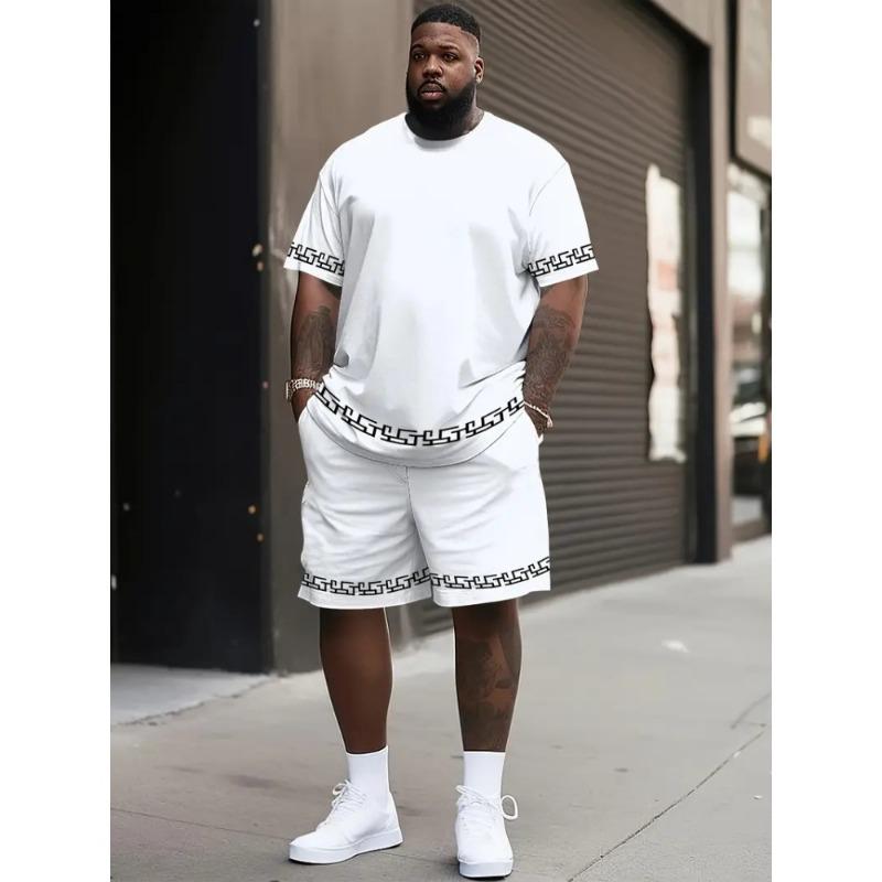 Men's Short Sleeve T-shirts And Shorts Set Outdoor Street Short Sleeve Top Shorts Plus Size Casual Summer T Shirts 2-piece Set