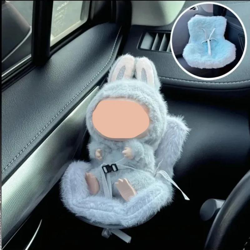 Mini Plush Doll Safety Seat Kawaii Labubu Idol Kpop Doll Plush Seat Car Air Aromatreatment Decoration Car Ornament Gifts