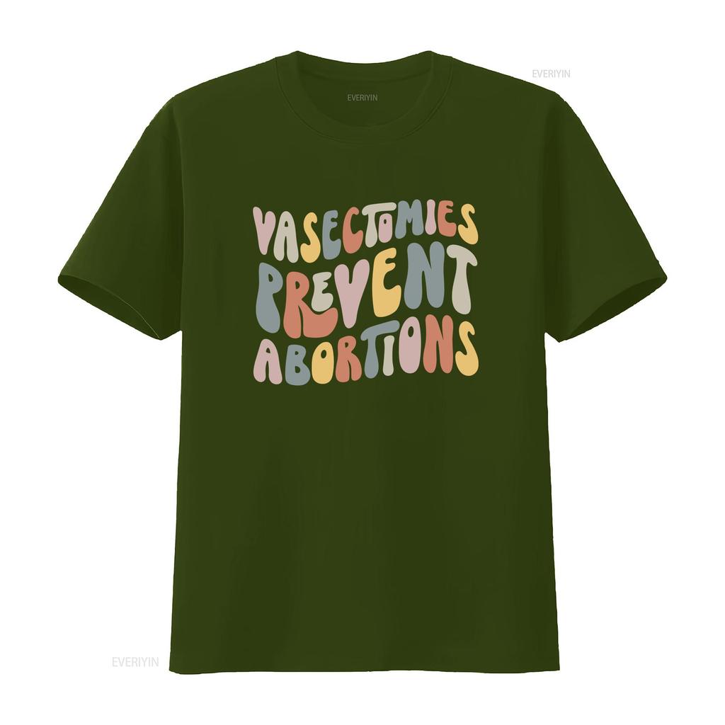 Retro Groovy Vasectomies Prevent Abortions Slogan Print Casual T Shirt Vintage Top For Everyday Wear Breathable