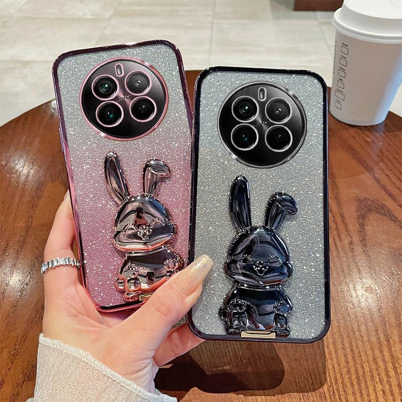 For Realme 12 Pro 5G/12 Pro+ 5G Case PC+TPU Electroplating Glitter Rabbit Phone Cover