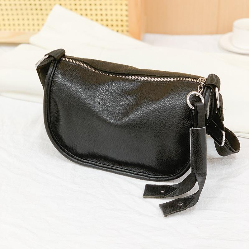 New first-layer cowhide single shoulder messenger soft leather small bag women's shell bag fashionable and casual versatile commute