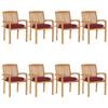 Stackable Garden Chairs with Cushions Set of 8 Solid Teak