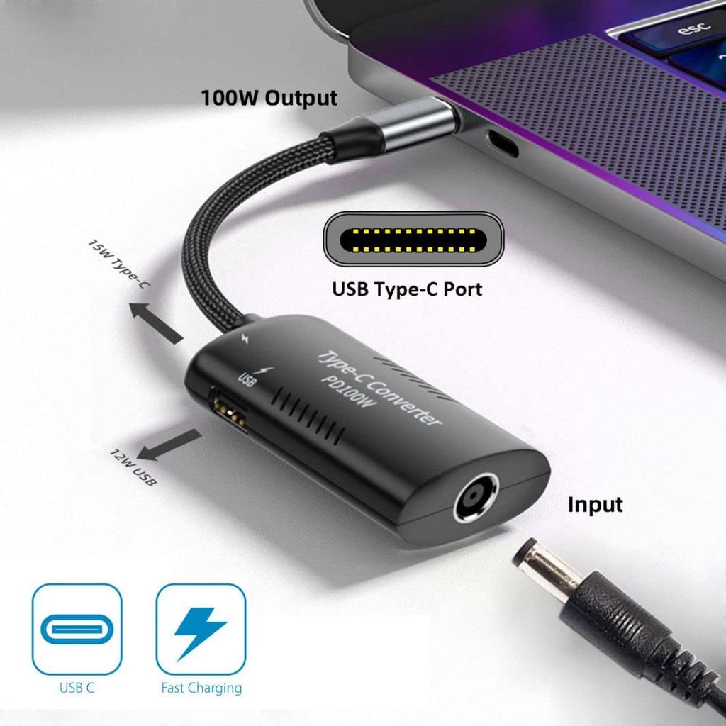 Chenyang USB C Power DC Power USB C Type C Type A PD Charging Cable Adapter Converter, Supply, 5.5x2.5mm Input, 100W, 15W, 12W, Output, Emulator,