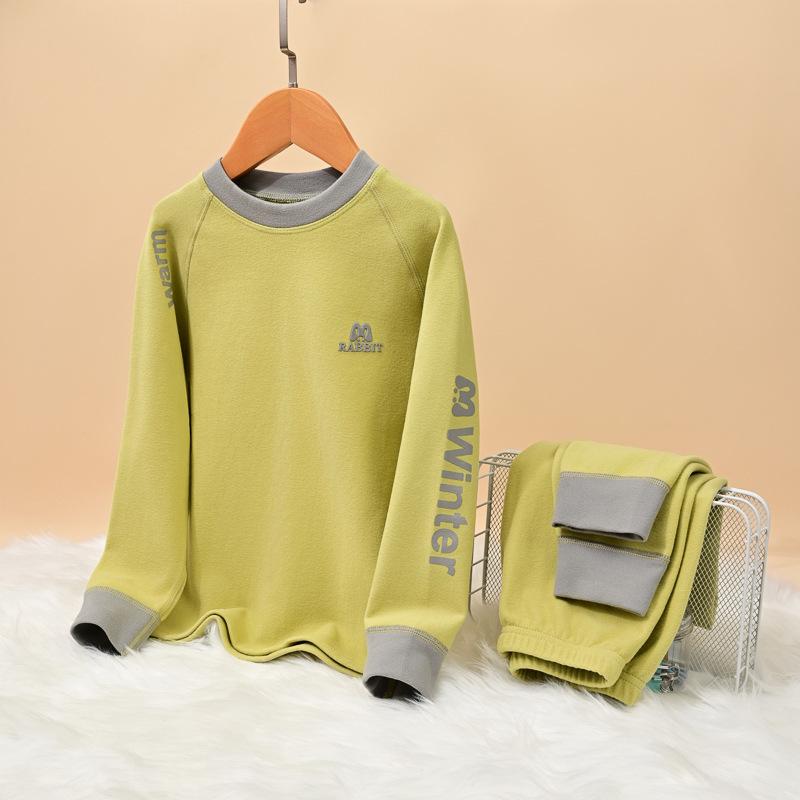 2025 Kids' Warm Double-Sided Brushed Autumn/Winter Pajama Set for Boys & Girls