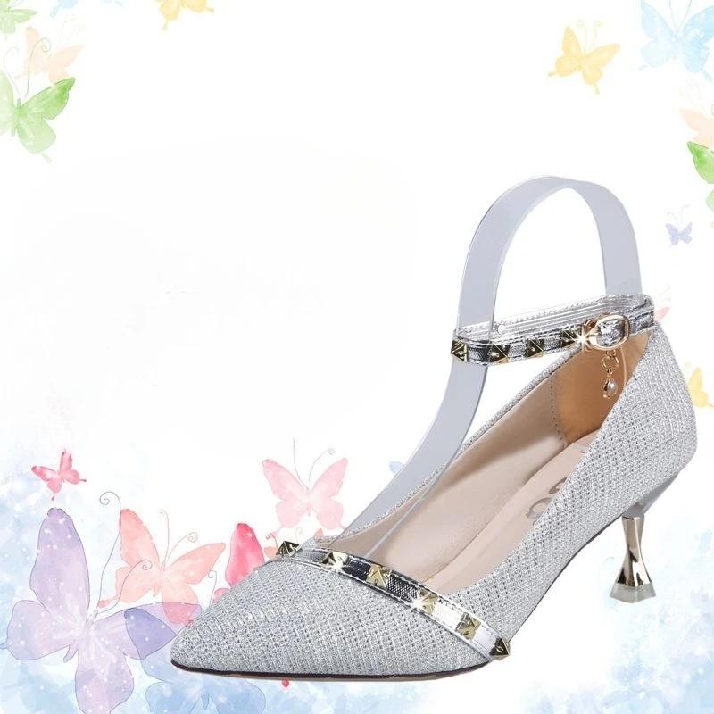 

Тонкий каблук Пряжки Женская обувь Комфорт 2025 Роскошные сандалии для женщин Противоскользящие Горячий тренд Дешевая ликвидация Азиатский размер ПВХ сандалии 34