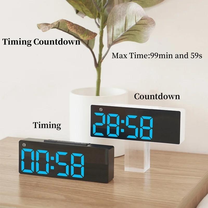 USB Powered Digital Alarm Clock TEMP Date Week Dual Alarm Timing Countdown Snooze Table Clock Auto Dimmable 12/24H DST LED Clock