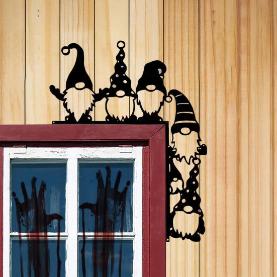 Halloween Door Corner Sign Metal Witch Cat Bat Ghost Spider Web Door Topper Sign Indoor Door Window Frame Decoration