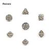 7 Pcs Silver Golden Skull Metal Dice Hollow Metal Polyhedral Dice Set Suitable for Role-Playing RPG  Board Game Card Game