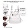 Multifunction White Backpacks Fashion Washed Soft PU Leather Anti-thief Backpack Large Capacity School Bag for Teenager Girls