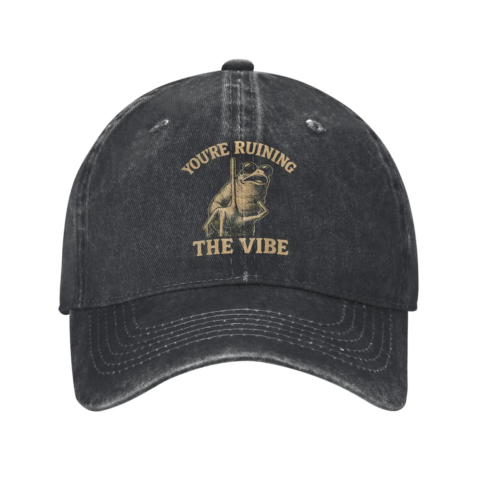 Marcus The Worm You re Ruining The Vibe Baseball Cap Classic Distressed Denim Funny Snapback Cap Unisex Outdoor Adjustable Hat Adjustable