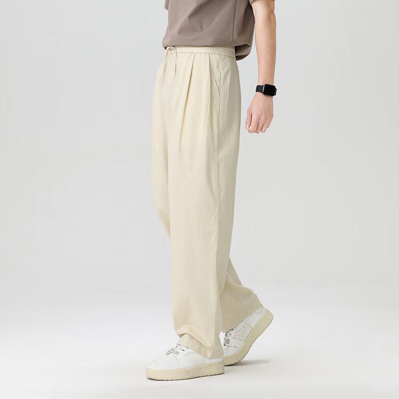 Firstview Unisex Old Money Style Relaxed Straight Cotton Casual Pants 180/84A