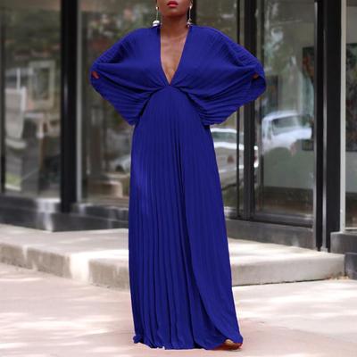 C8538 Plus Size Women’s V-Neck Batwing Sleeve Casual Summer Dress