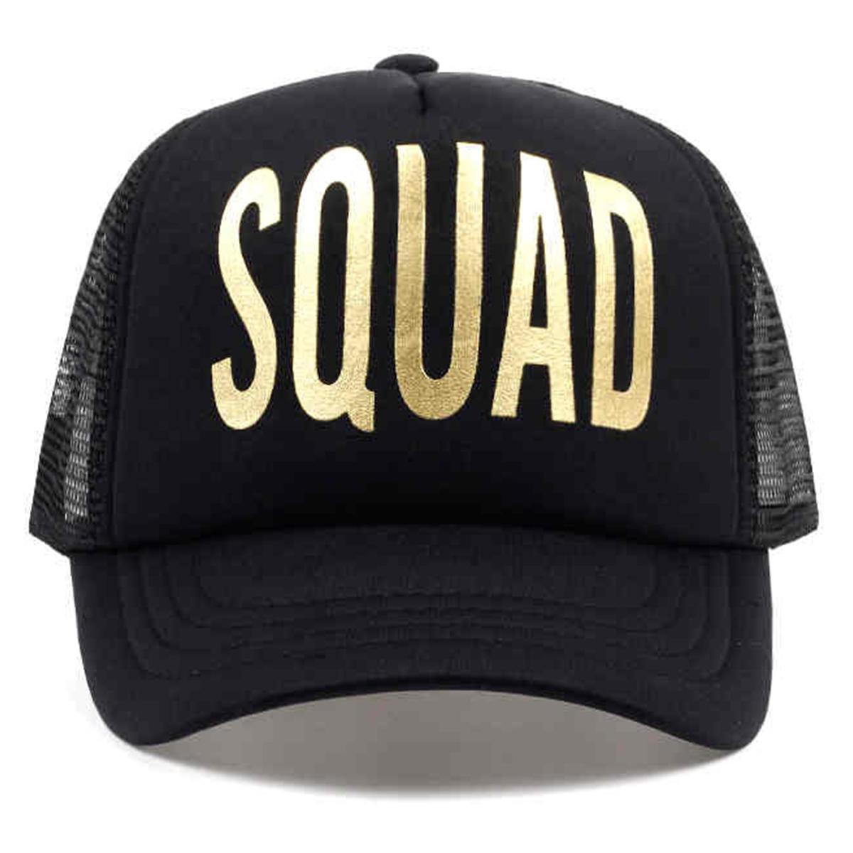 

Unisex SQUAD/BRIDE Letter Print Baseball Net Caps Spring and Summer Outdoor Adjustable Casual Hats Sunscreen Hat чорний