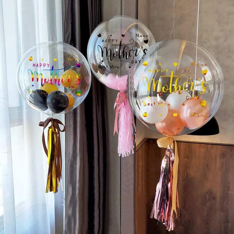 5pcs Happy Mother's Day Balloon Stickers Bounce Ball Stickers Mother Birthday Party Decoration Self-Adhesive Balloon Stickers