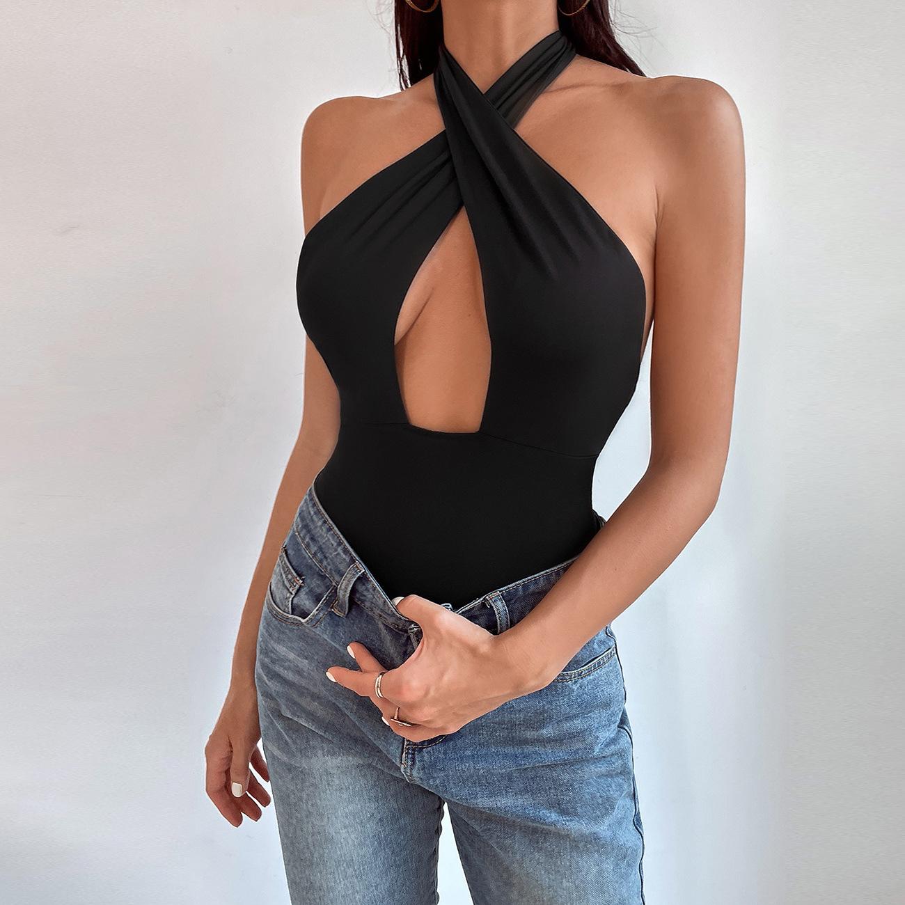 

Новый однотонный сексуальный комбинезон DIER с открытой спиной и крестообразным вырезом, свисающим вырезом для внешнего ношения