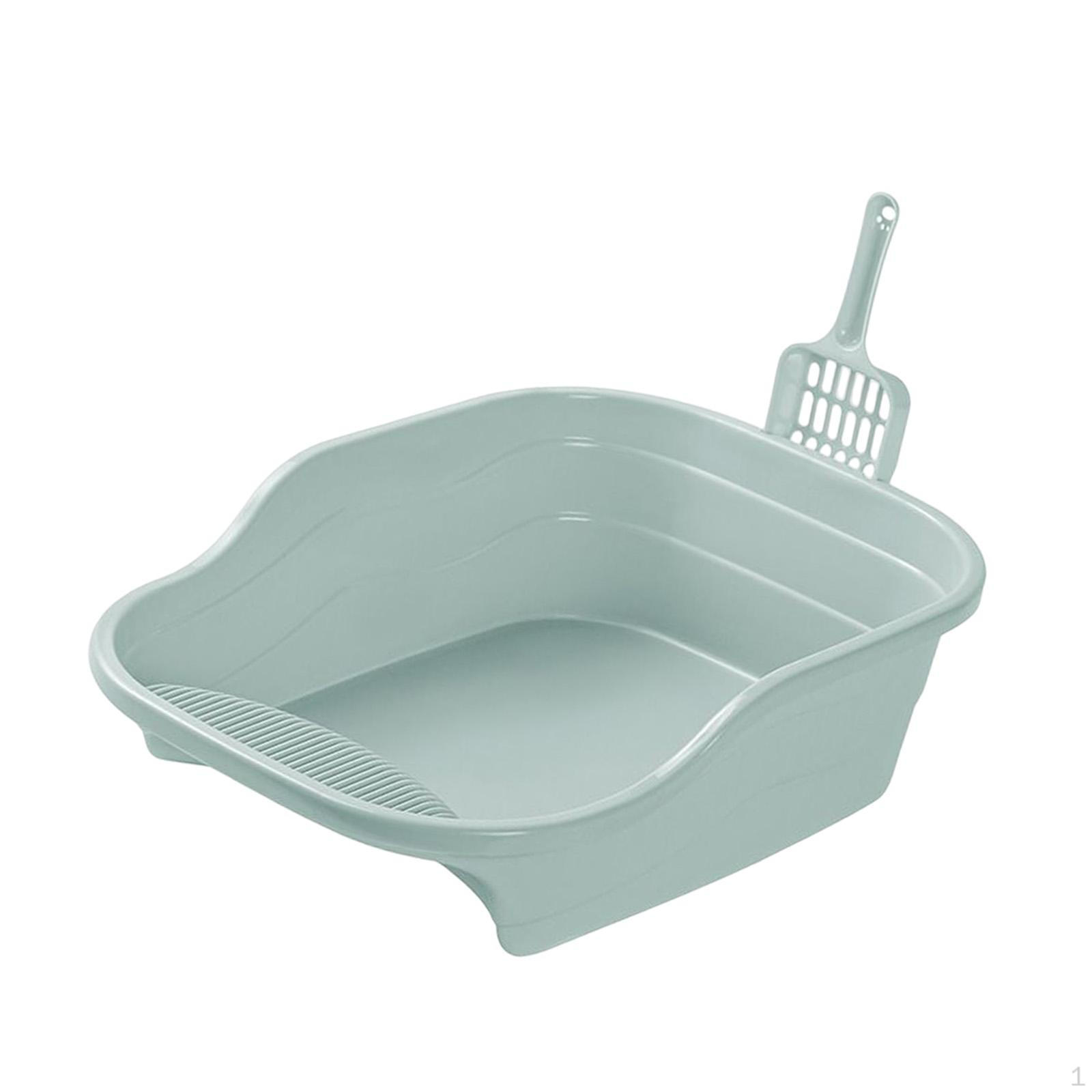 

Cat Sandbox Bedpan Heighten Toilet Easy to Clean Splashproof Pet Litter Tray for Small синий