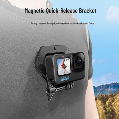 Aluminum Alloy GoPro Car Mount: First-Person Live Broadcast Fixed Bracket with Magnetic Base.