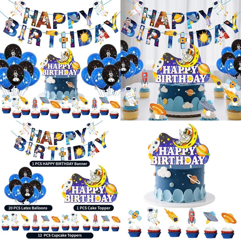 Space The Med Party Decor With Rocket Cake Picks For Kid Birthday