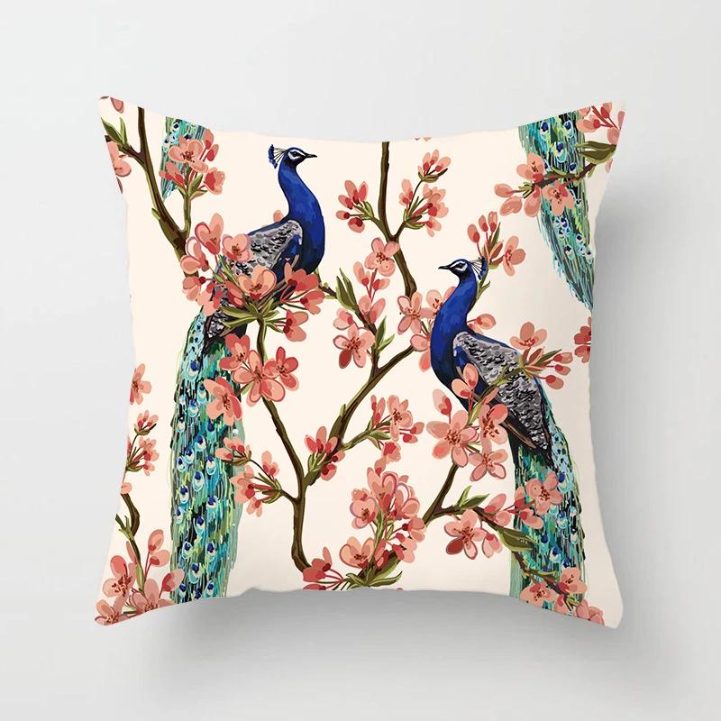 Luxury Peacock Pillow Cover High Quality Printed Home Sofa Cushion  Hotel Coffee Bar Throw