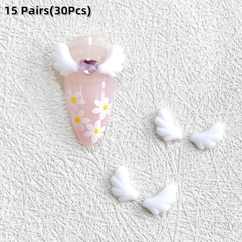 30 шт. Милые Крылья Ангела Шармы для Ногтей Светящиеся Мини-Крылья AB Плоская Основа Смоляные Аксессуары для Ногтей Украшения DIY