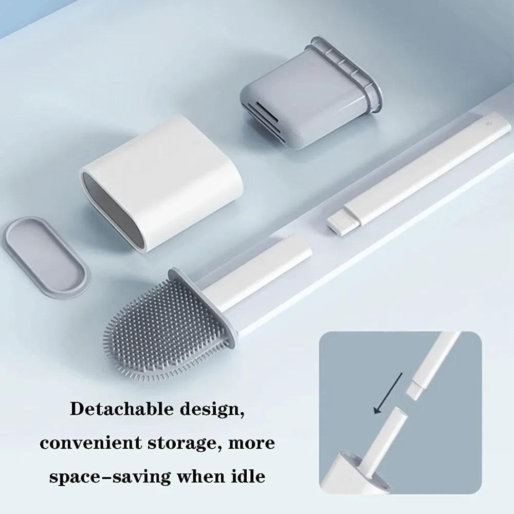 Silicone Toilet Brush Holder Set with Stand Bathroom Cleaning Tool Non Slip Base Brosse Toilette Toilet Brush Home Accessories