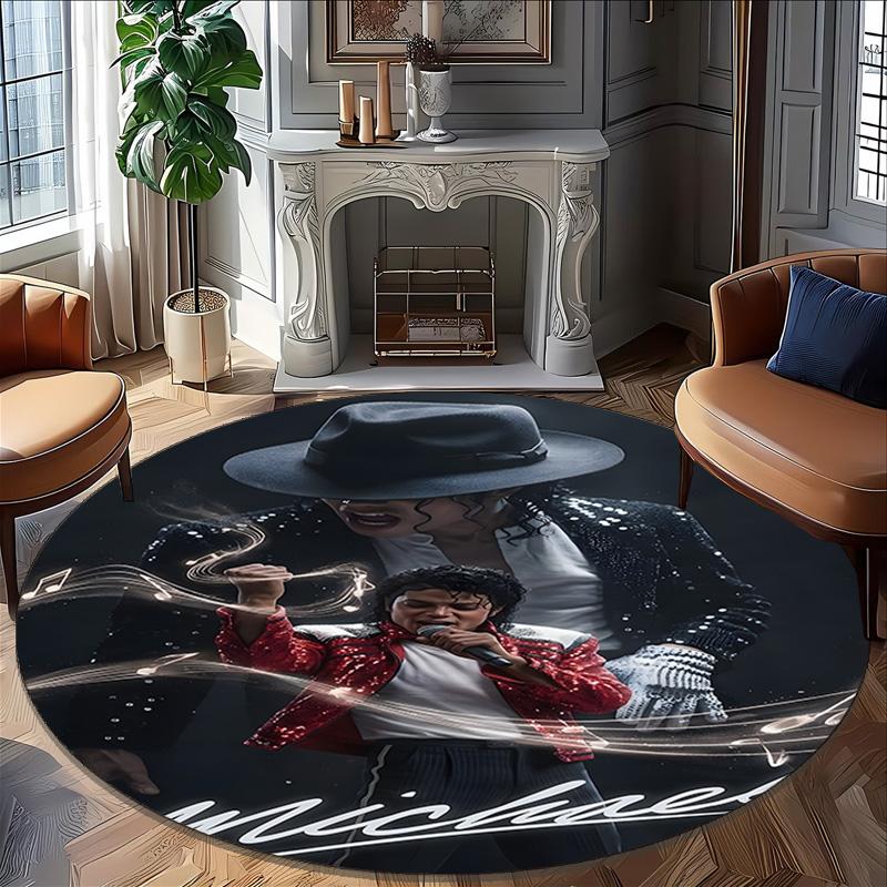 1pc Michael Jackson Carpet, Round Rug, Comfortable, Suitable for Entryways, Living Rooms, Office, And Bedrooms, Christmas Decoration