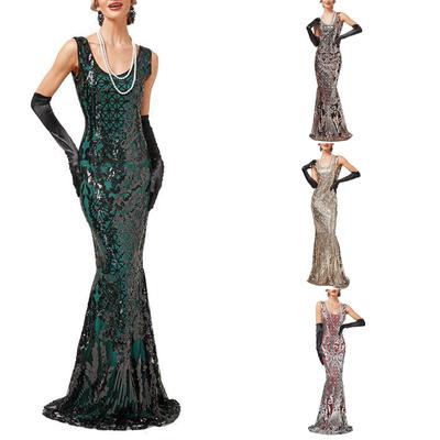 Women's Party Sexy Dress Fashion Solid Color Sequin Fringe Dress