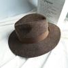 French Japanese Retro Elegant Brown Coffee Mocha Camel Wide Brim Wool Woolen Jazz Top Hat Women'S Autumn And Winter Felt Tide