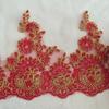 Červené vyšívané krajky Retro svatební šaty Doplňky pro pódiové vystoupení Krajkové květiny DIY doplňky Látkové umění