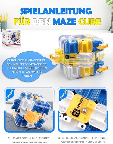 DealKits 3D Magic Cube Labyrinth Ball with Rolling Balls Complex Puzzle, 6.9cm Interactive Brain Training Stress Relief Game Toy