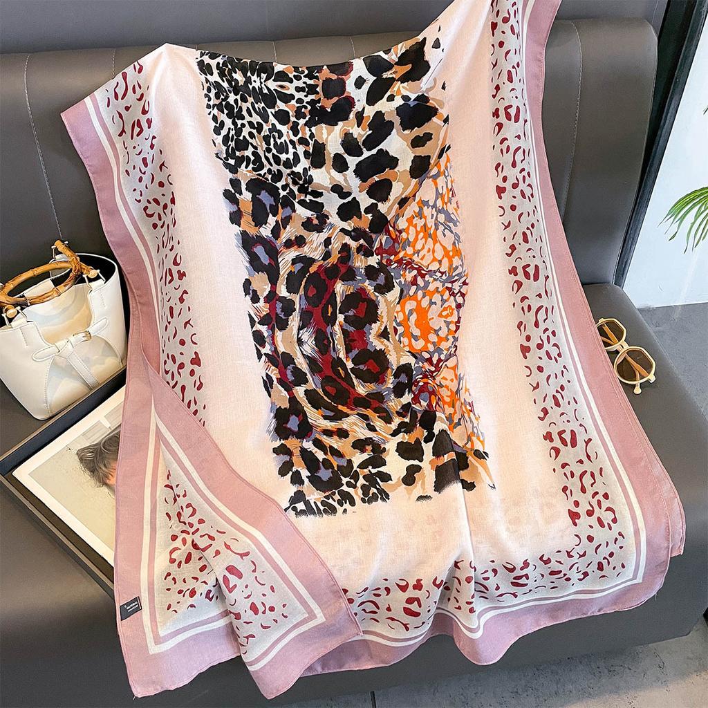 Women Cotton Linen Rose Print Scarf Shawl Hijab Muslim Long Headscarf Scarves Head Wraps Long Female Head Scarf