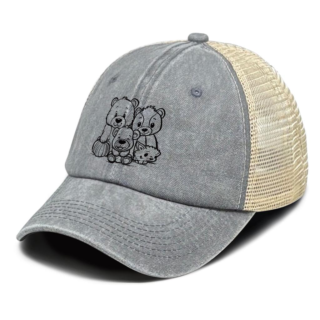 Black Bears Family Printed Baseball Hat Adjustable Inelastic Trendy Vintage Sporting Cap For Women Unisex Outdoor Travel Hiking