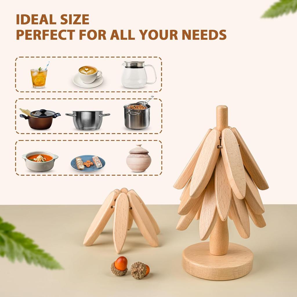 Tree Design Stand Wooden Trivets Decorative Anti Scald Heat Resistant Table Mat Coaster Wood Placemats Pot