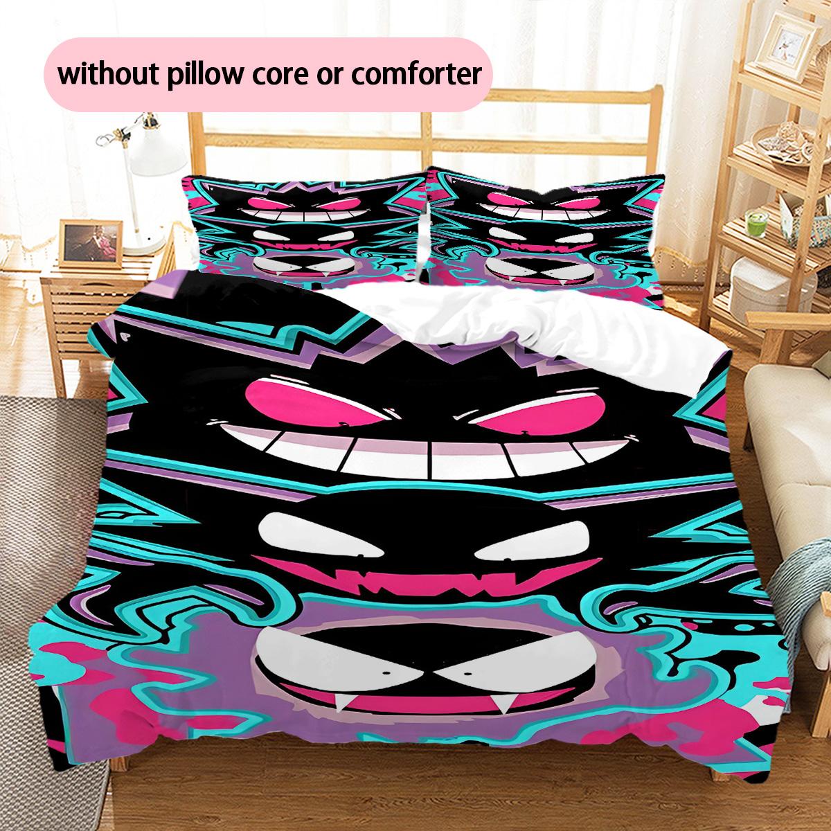 

Pokémon Pikachu Eevee Pattern Bedding Home Decoration Birthday Gift (1 * duvet cover + 2 * pillowcase, without core) 135x200cm